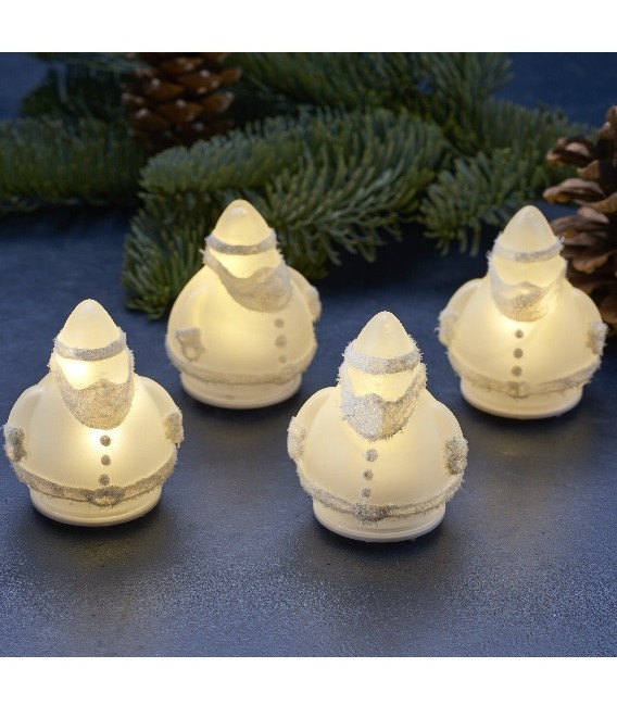 Santa - lot Père Noël x 4 - figurines LED - Verre - Sirius