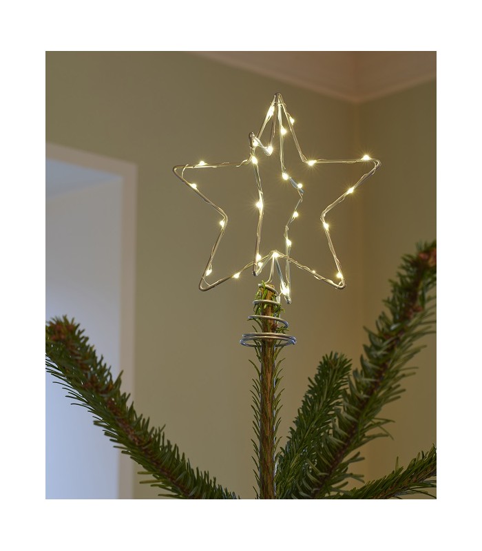 YEAP Étoile Scintillante Pour Sapin De Noël - Topper Métal Creux Argent - Décoration Pentagramme Arbre