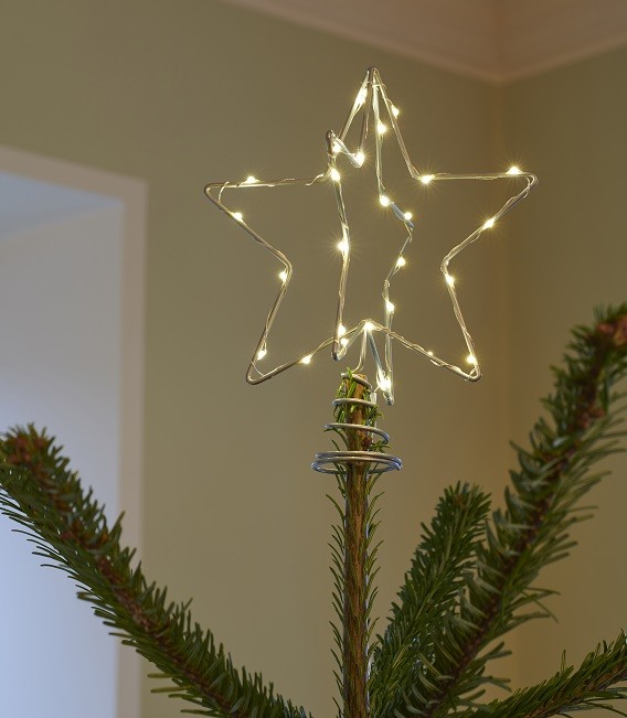 YEAP Etoile Pour Sapin De Noël, Étoiles Topper Arbre De Noël, Étoile En Métal Scintillante, Star Treetop, Étoile Pointes De Sapin Creux, Décoration De Noël Pentagramme, Ornement Pour Fête, Rouge