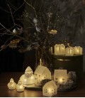 Set 2 cadeaux de Noël LED - Verre givré - Blanc - 6x6 cm -Sirius