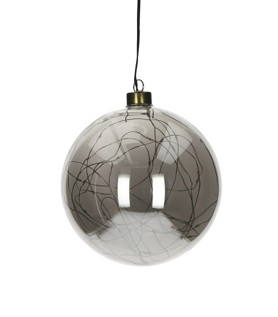 Glitter - Suspension Boule lumineuse - 12 cm -  Verre fumé