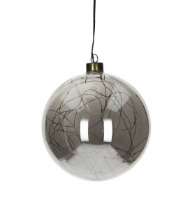 Glitter - Suspension Boule lumineuse - 12 cm -  Verre fumé