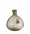 Vase verre Taupe à pompons - 24x26 - Madam Stoltz