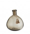 Vase verre Taupe à pompons - 24x26 - Madam Stoltz