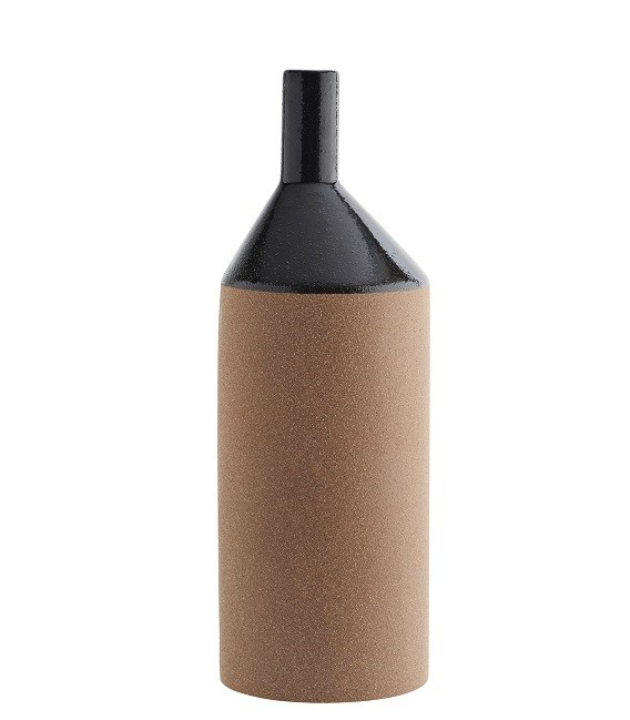 Vase haut Col fin - Terracotta & Noir - Grès - Madam Stoltz