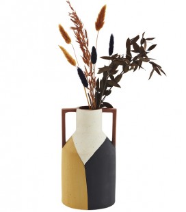 Vase avec anse - Terracotta, écru, jaune & noir - 14x25 - Madam Stoltz