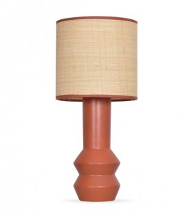 Lampe Dakar terracotta - Raphia & Céramique - 23x52 cm -