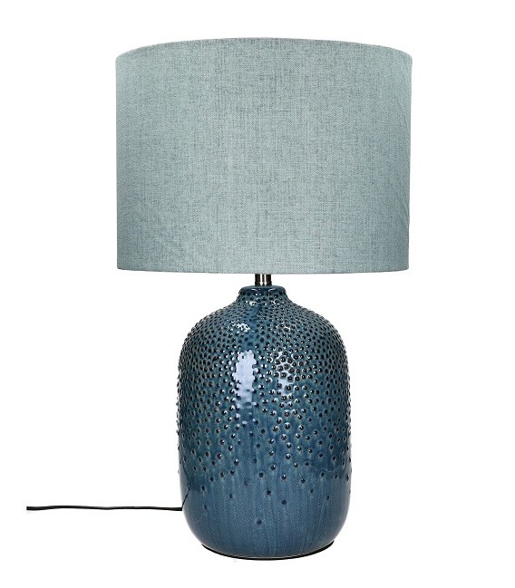 Luz - lampe bleue céramique & tissu - D 33x 55,5 - Pomax