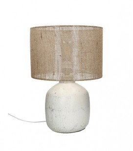 Esmé - lampe céramique/Jute - Blanc/Naturel - D 33x48 H - Pomax