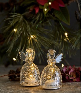 Romantic Angel - Set 2 anges en verre LED - H 9 cm - Sirius