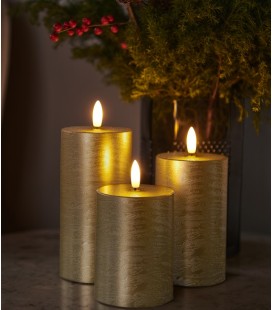 Sille - Set 3 bougies Or LED  - 7,5 x 10/12,5/15 cm - Sirius