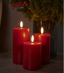 Sille - Set 3 bougies Rouge LED  - 7,5 x 10/12,5/15 cm - Sirius