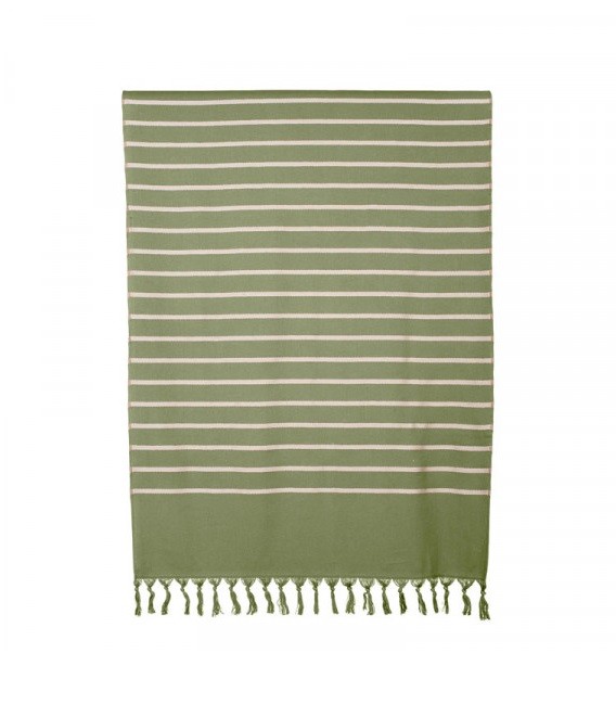 Fouta drap de bain - Pestamal Marinière Kaki - 90x180 - Coton - Haomy