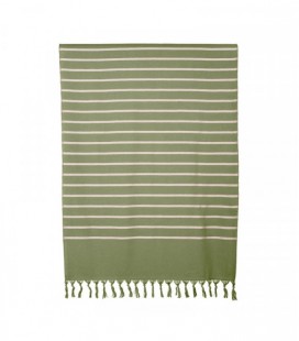 Fouta drap de bain - Pestamal Marinière Kaki - 90x180 - Coton - Haomy