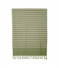 Fouta drap de bain - Pestamal Marinière Kaki - 90x180 - Coton - Haomy