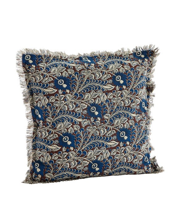 Housse Coussin 50x50 - Bleu, brun & écru - Coton - Madam Stoltz