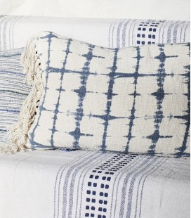 Housse coussin - Imprimé Tie & Dye Ecru/Bleu - Madam Stoltz