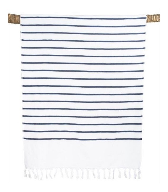 Fouta Drap de Bain - Pestamal Marinière Blanche - 90x180 - Harmony