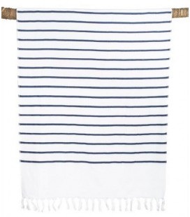 Fouta Drap de Bain - Pestamal Marinière - Blanche - 90x180 - Haomy (Harmony)