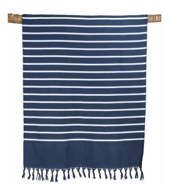 Fouta Drap de Bain - Pestamal Marinière-Bleu Marine - 90x180 - Harmony