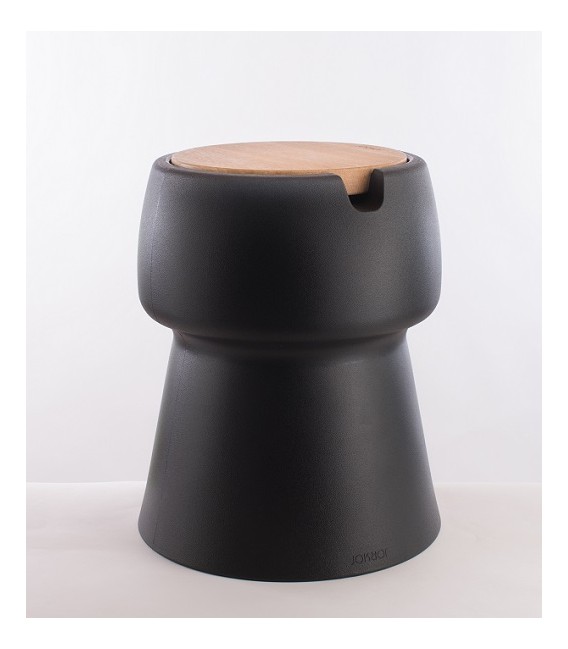 CHAMP – Tabouret Glacière – Noir & Chêne – JOKJOR