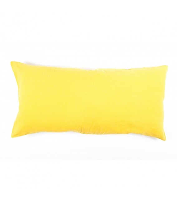 Coussin rectangle Lin Lavé Coloris Curry, 55x110 - Harmony