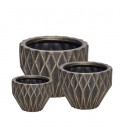 Set de 3 cache-pots en terre cuite Noir & Or - Hubsch