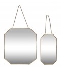 Set de 2 miroirs suspendus cadre laiton - Hubsch