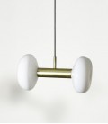 Suspension Gambi Double - Laiton & Verre blanc - ENO STUDIO