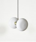 Suspension Gambi Double - Laiton & Verre blanc - ENO STUDIO