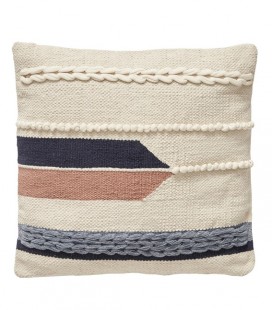 Coussin Ecru avec Noir, rose et bleu Hubsch - 50x50