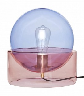 Lampe à poser Boule - Verre Bleu & Rose - 27x29 - Hubsch