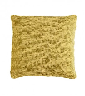 housse de coussin en tricot, coloris jaune safran, 80x80