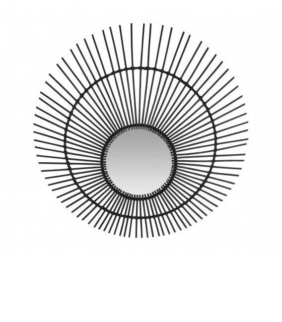 Miroir XL en rotin noir – forme Soleil – 120 cm - Versmissen
