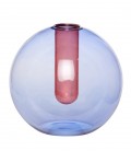 Vase boule soliflore - Verre Bleu & Rose - D : 17 cm - Hubsch